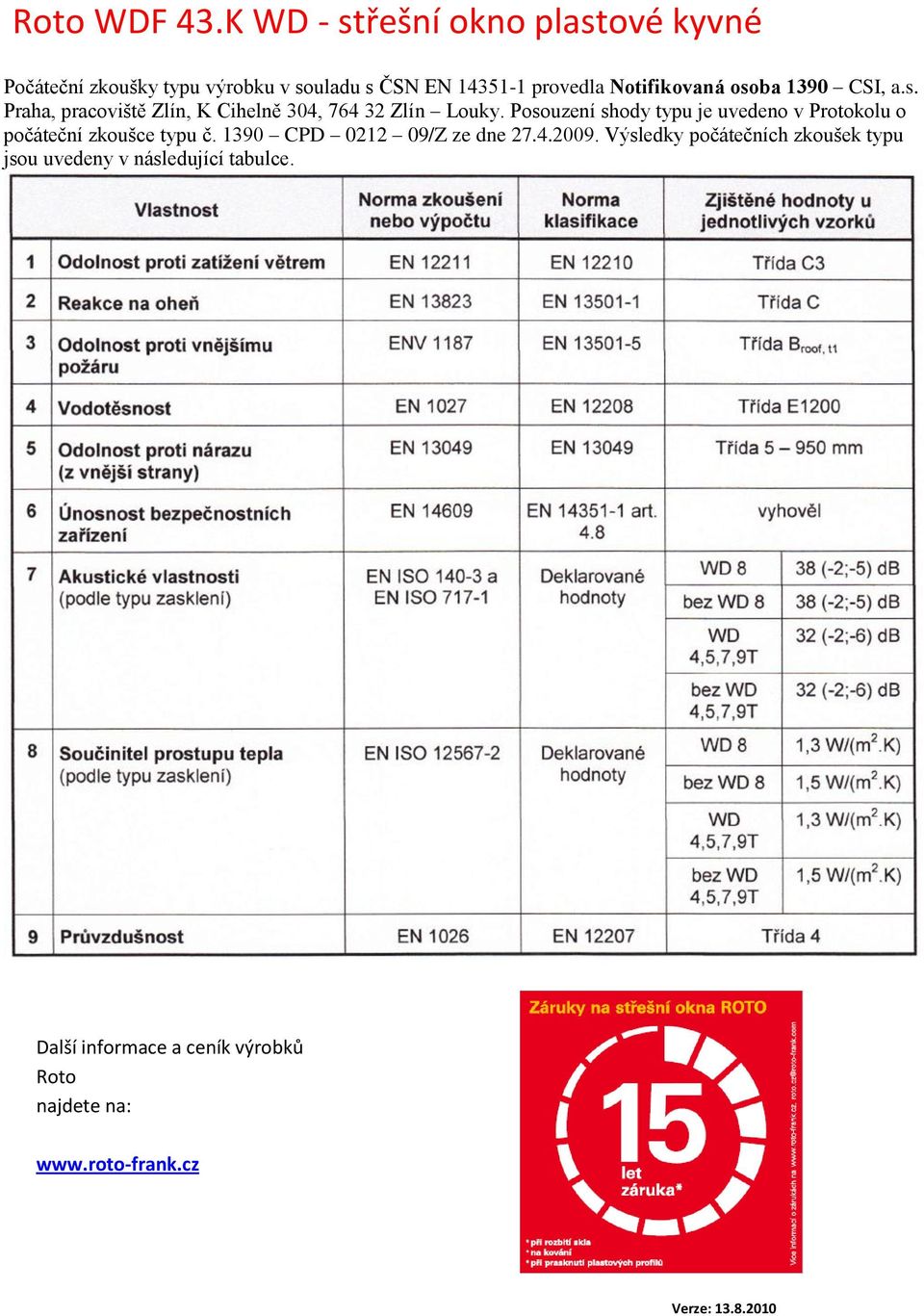 osoba 1390 CSI, a.s. Praha, pracoviště Zlín, K Cihelně 304, 764 32 Zlín Louky.