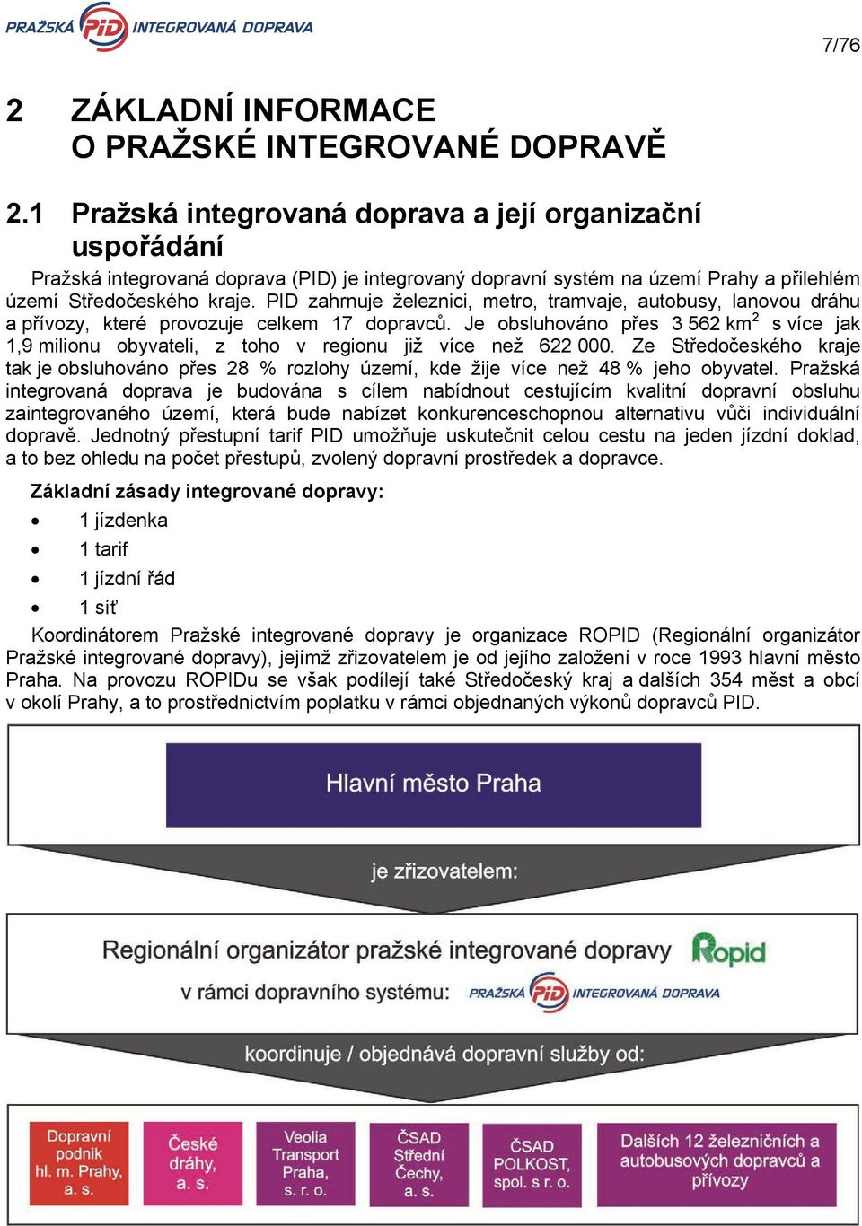 PID zahrnuje železnici, metro, tramvaje, autobusy, lanovou dráhu a přívozy, které provozuje celkem 17 dopravců.