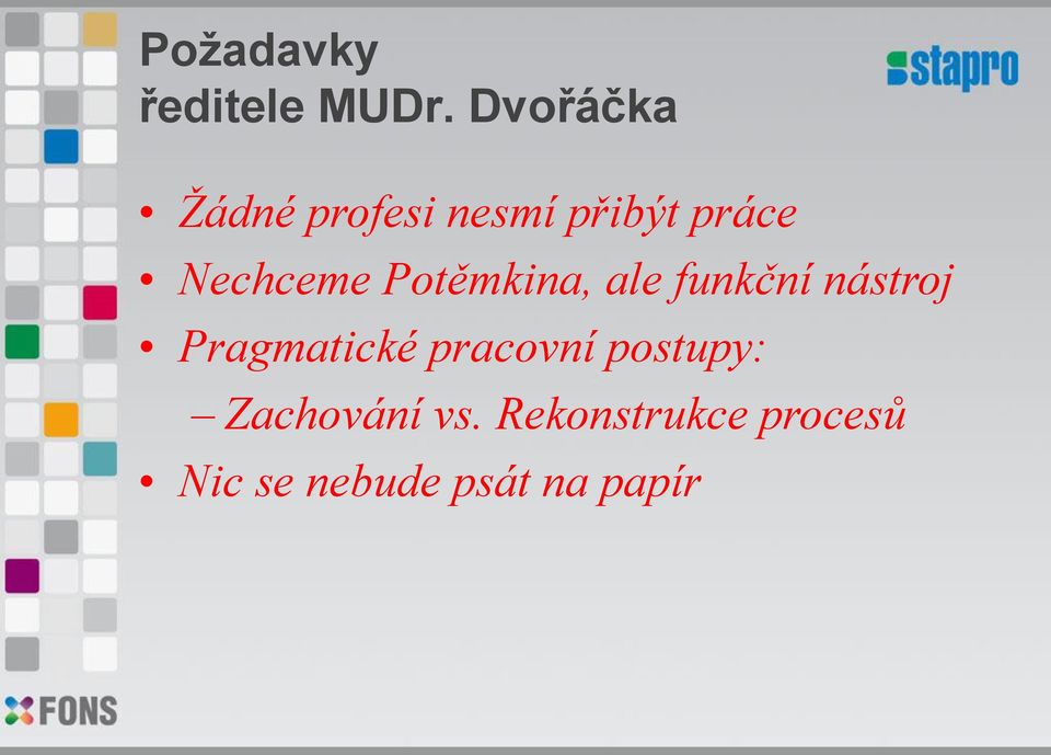 Nechceme Potěmkina, ale funkční nástroj