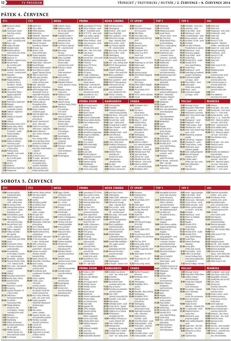 20 Postřehy odjinud: Sicílie očima Jana Šmída 11.25 Toulavá kamera 12.00 Zprávy ve 12 12.20 Události v regionech plus 12.30 Hercule Poirot: Byt ve třetím patře - britský seriál 13.