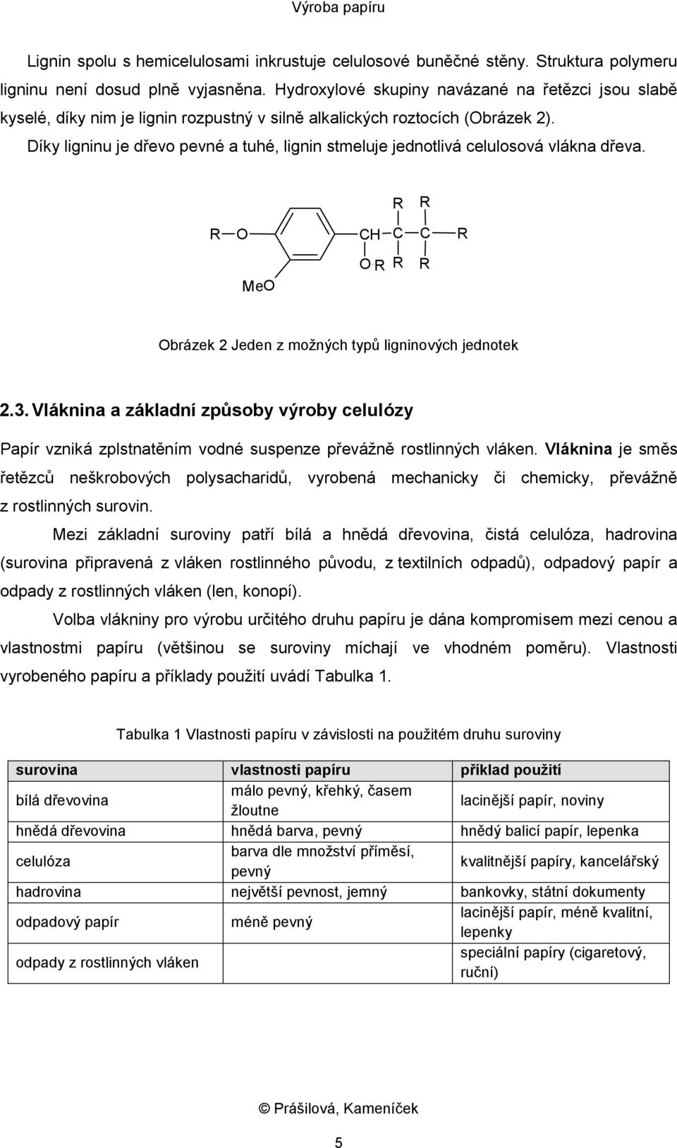 Díky ligninu je dřevo pevné a tuhé, lignin stmeluje jednotlivá celulosová vlákna dřeva. O CH C C MeO O Obrázek 2 Jeden z možných typů ligninových jednotek 2.3.