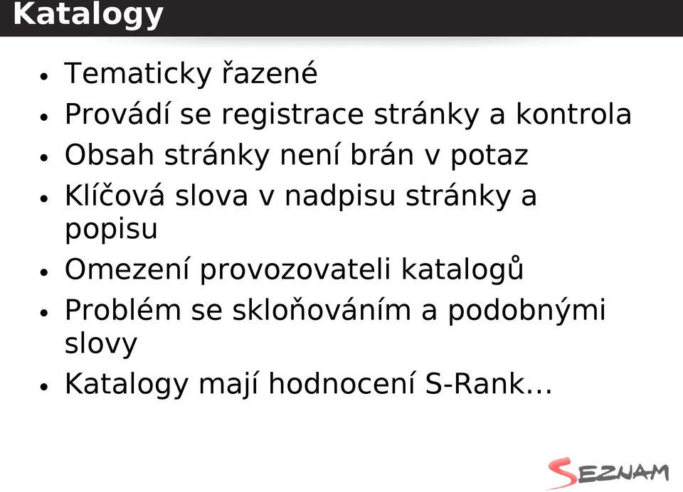 nadpisu stránky a popisu Omezení provozovateli katalogů