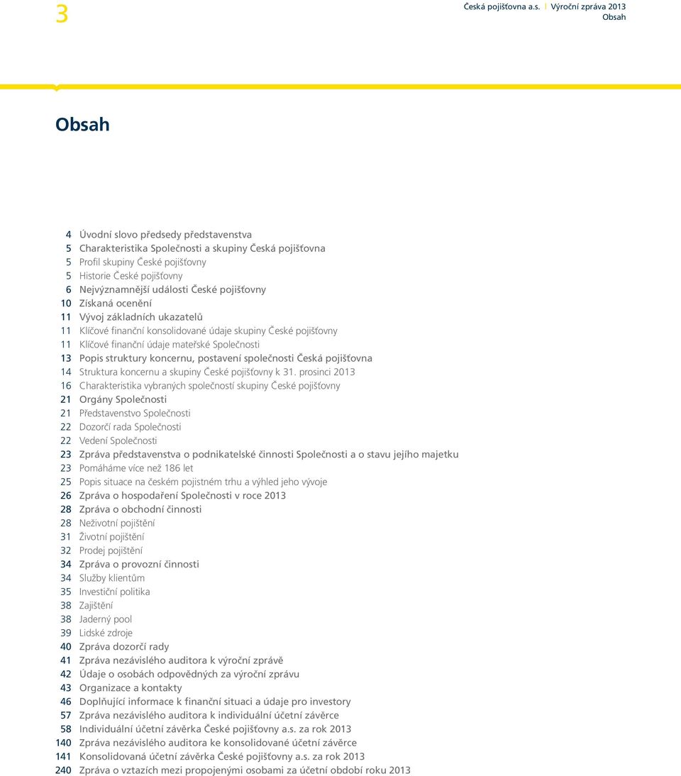 koncernu, postavení společnosti Česká pojišťovna 14 Struktura koncernu a skupiny České pojišťovny k 31.