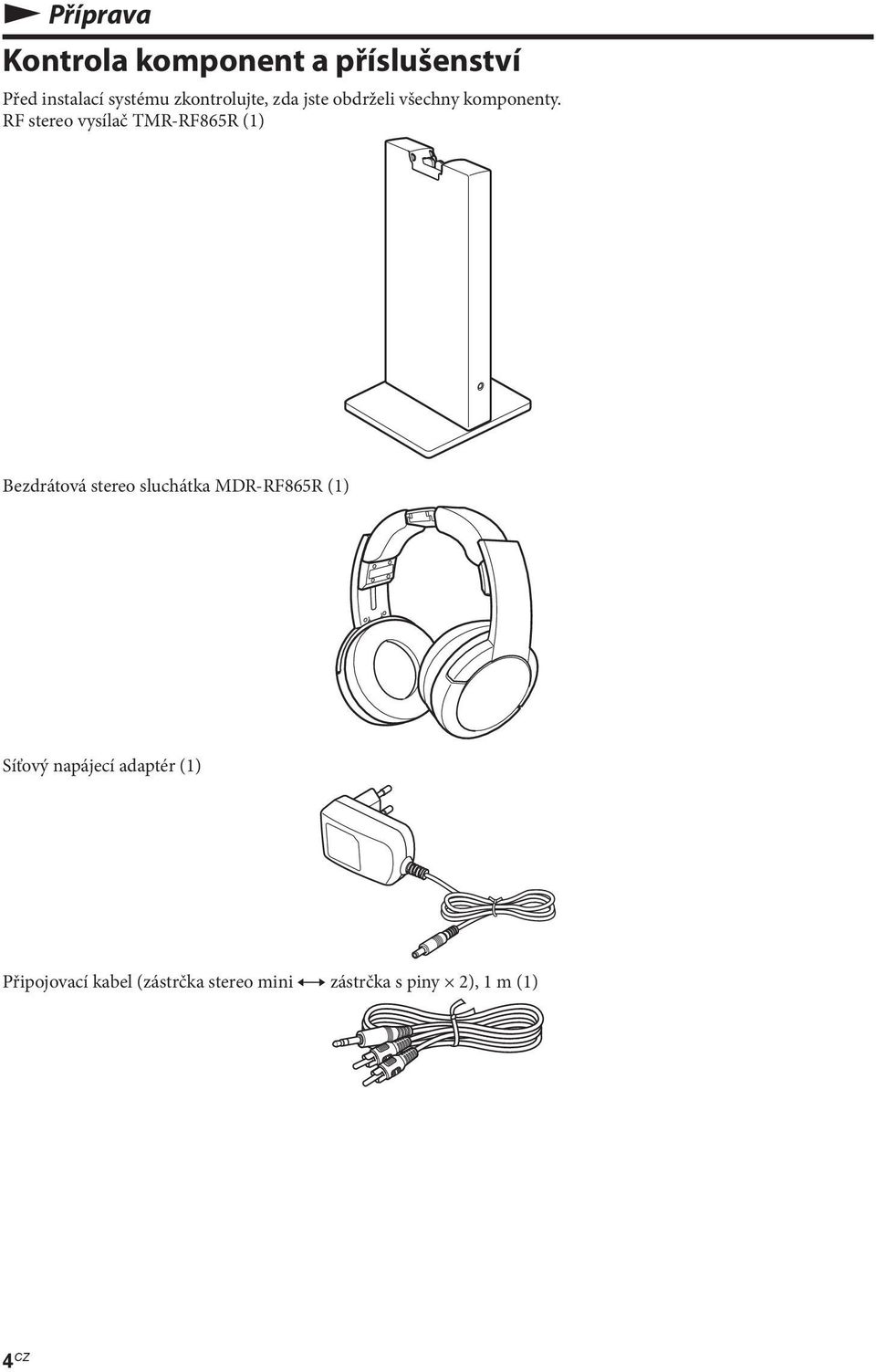 RF stereo vysílač TMR-RF865R (1) Bezdrátová stereo sluchátka MDR-RF865R