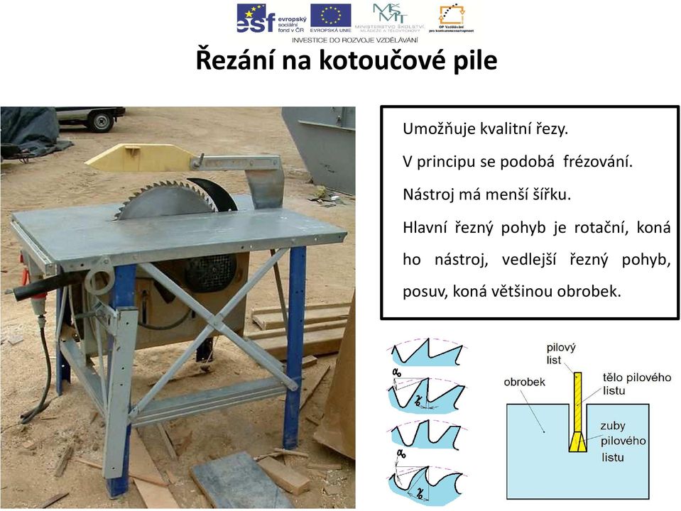 Nástroj má menší šířku.