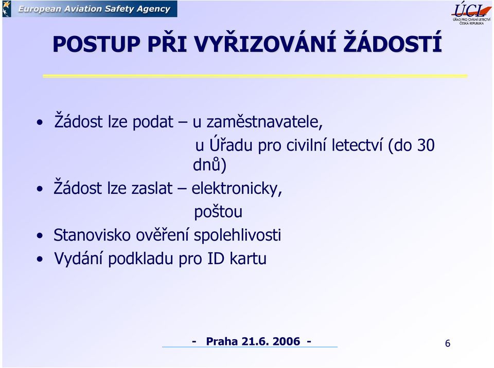 elektronicky, u Úřadu pro civilní letectví (do 30 dnů)