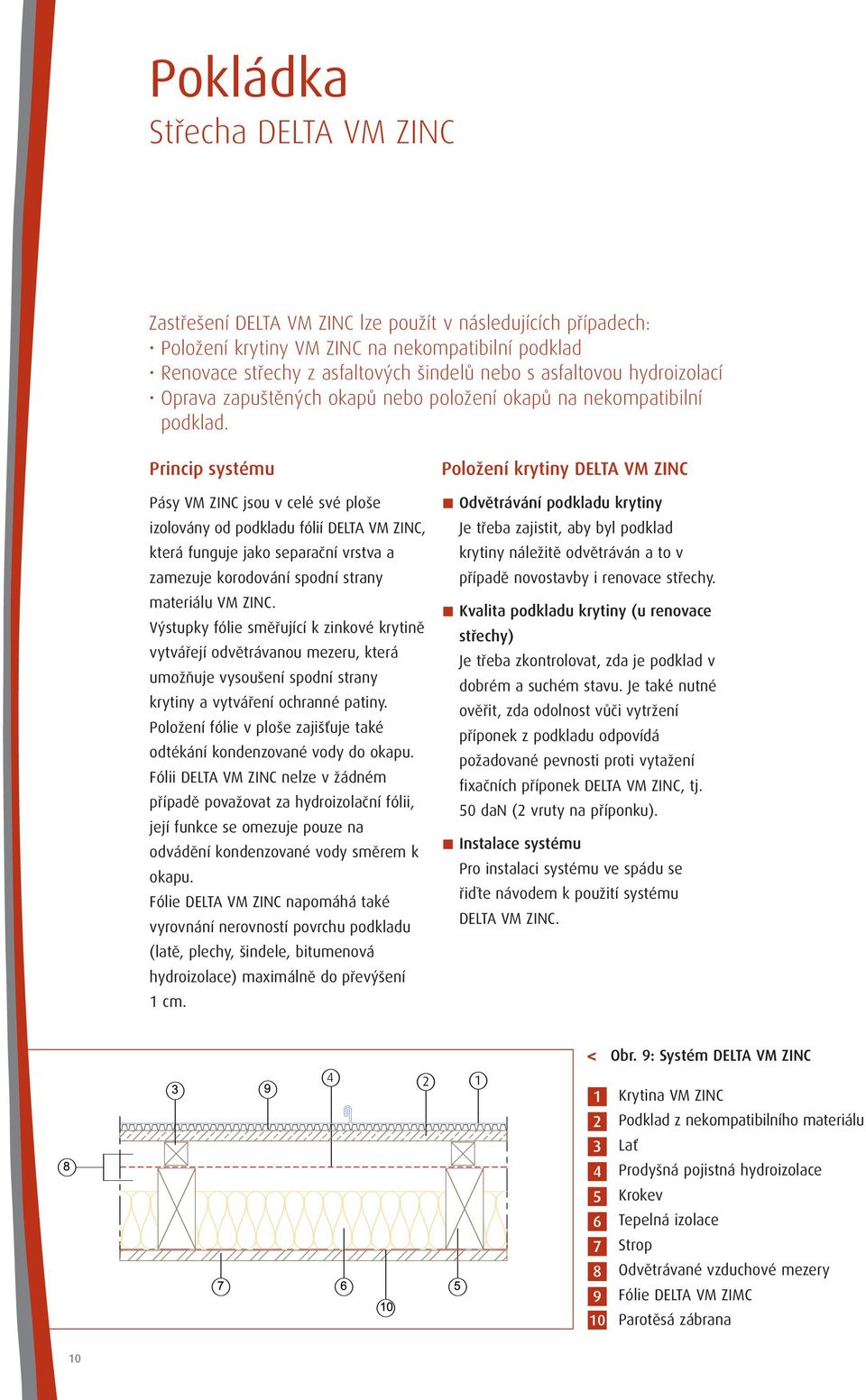 Princip systému Pásy VM ZINC jsou v celé své ploše izolovány od podkladu fólií DELTA VM ZINC, která funguje jako separační vrstva a zamezuje korodování spodní strany materiálu VM ZINC.