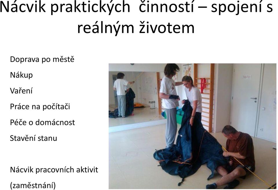 Vaření Práce na počítači Péče o domácnost