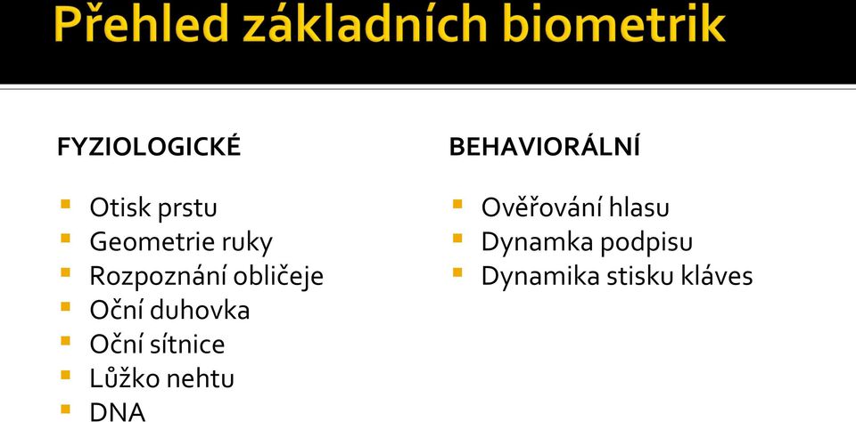 sítnice Lůžko nehtu DNA BEHAVIORÁLNÍ