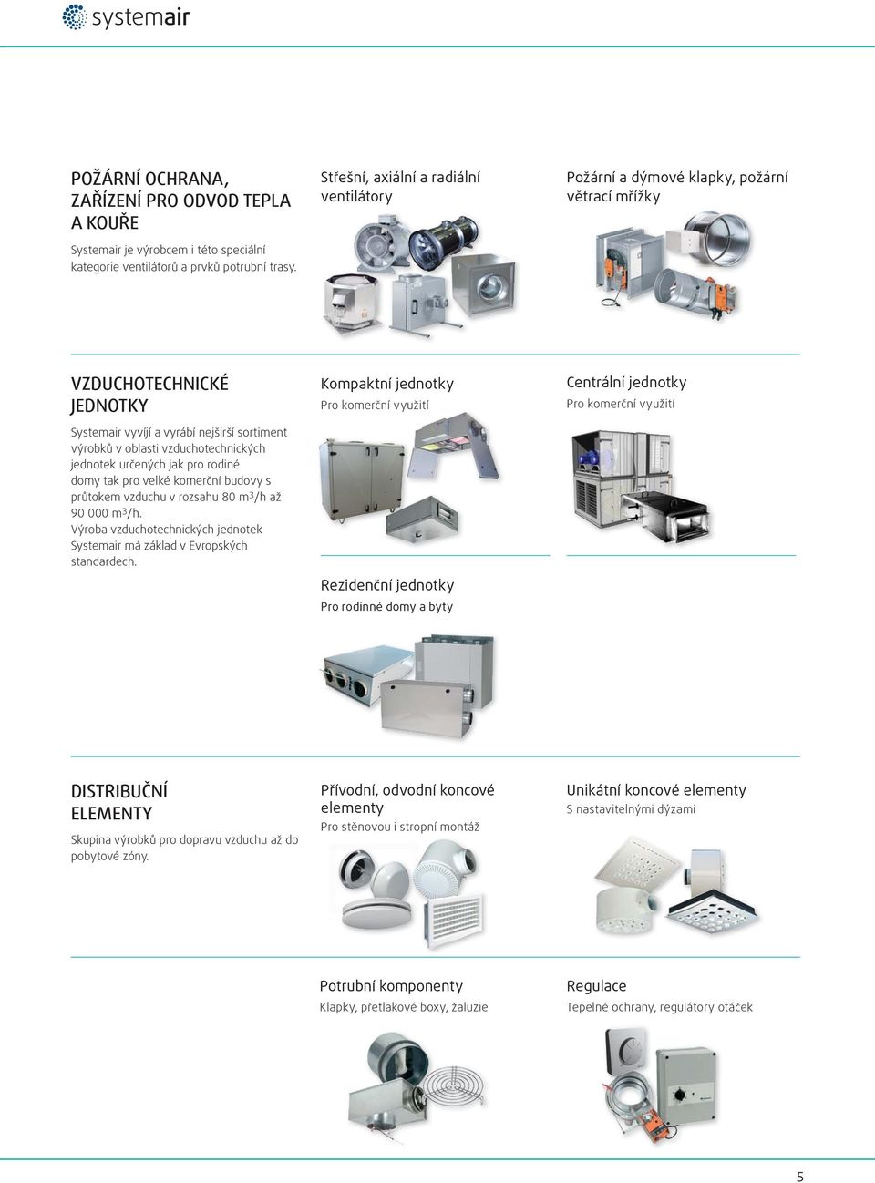 určených jak pro rodiné domy tak pro velké komerční budovy s průtokem vzduchu v rozsahu 80 m 3 /h až 90 000 m 3 /h. Výroba vzduchotechnických jednotek Systemair má základ v vropských standardech.