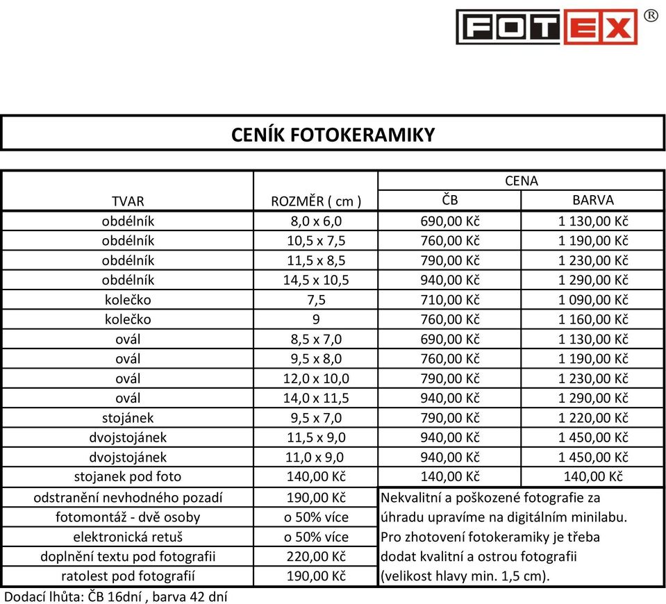 Kč ovál 14,0 x 11,5 940,00 Kč 1 290,00 Kč stojánek 9,5 x 7,0 790,00 Kč 1 220,00 Kč dvojstojánek 11,5 x 9,0 940,00 Kč 1 450,00 Kč dvojstojánek 11,0 x 9,0 940,00 Kč 1 450,00 Kč stojanek pod foto 140,00