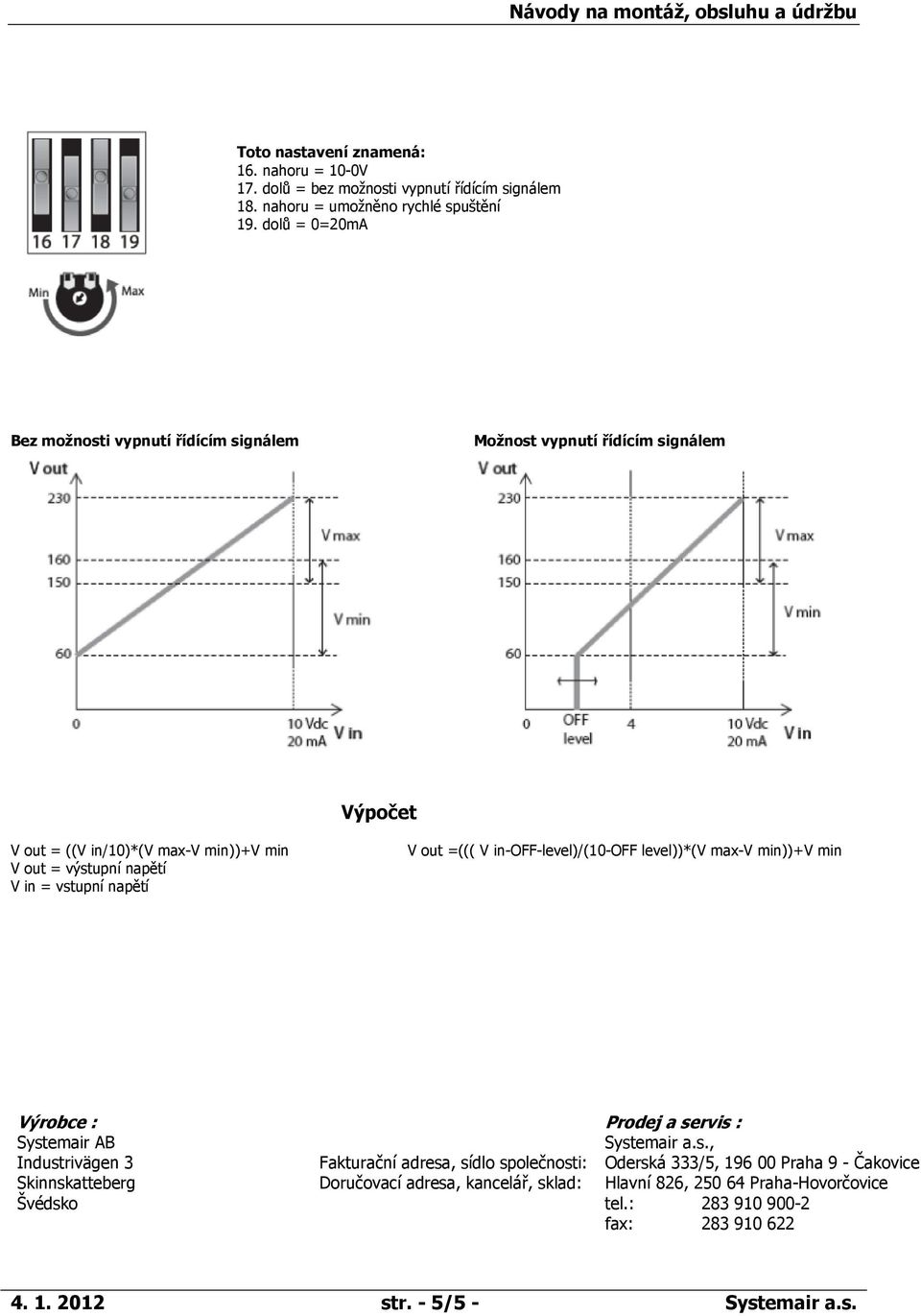 napětí V out =((( V in-off-level)/(10-off level))*(v max-v min))+v min Výrobce : Prodej a se