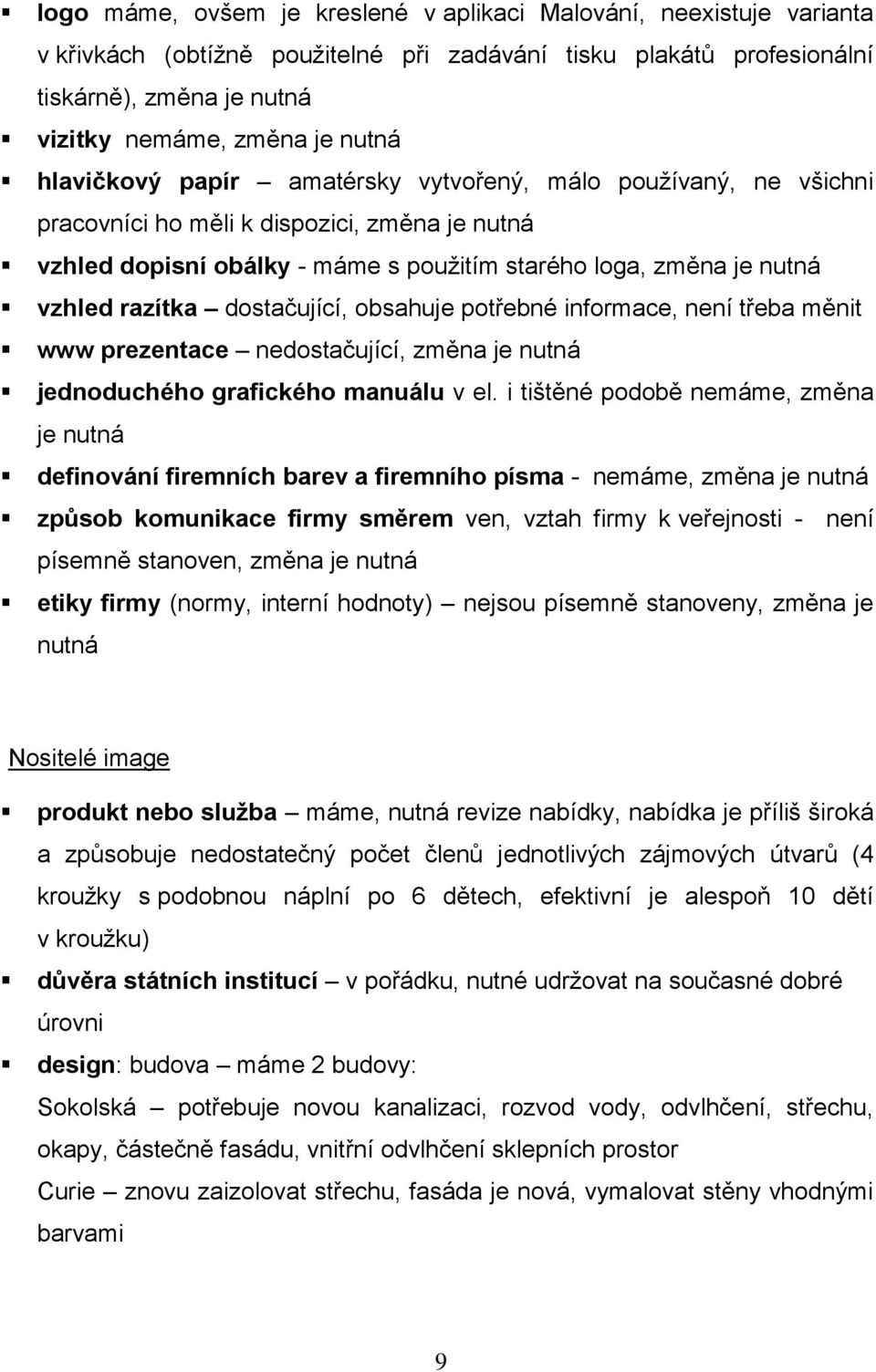 dostačující, obsahuje potřebné informace, není třeba měnit www prezentace nedostačující, změna je nutná jednoduchého grafického manuálu v el.