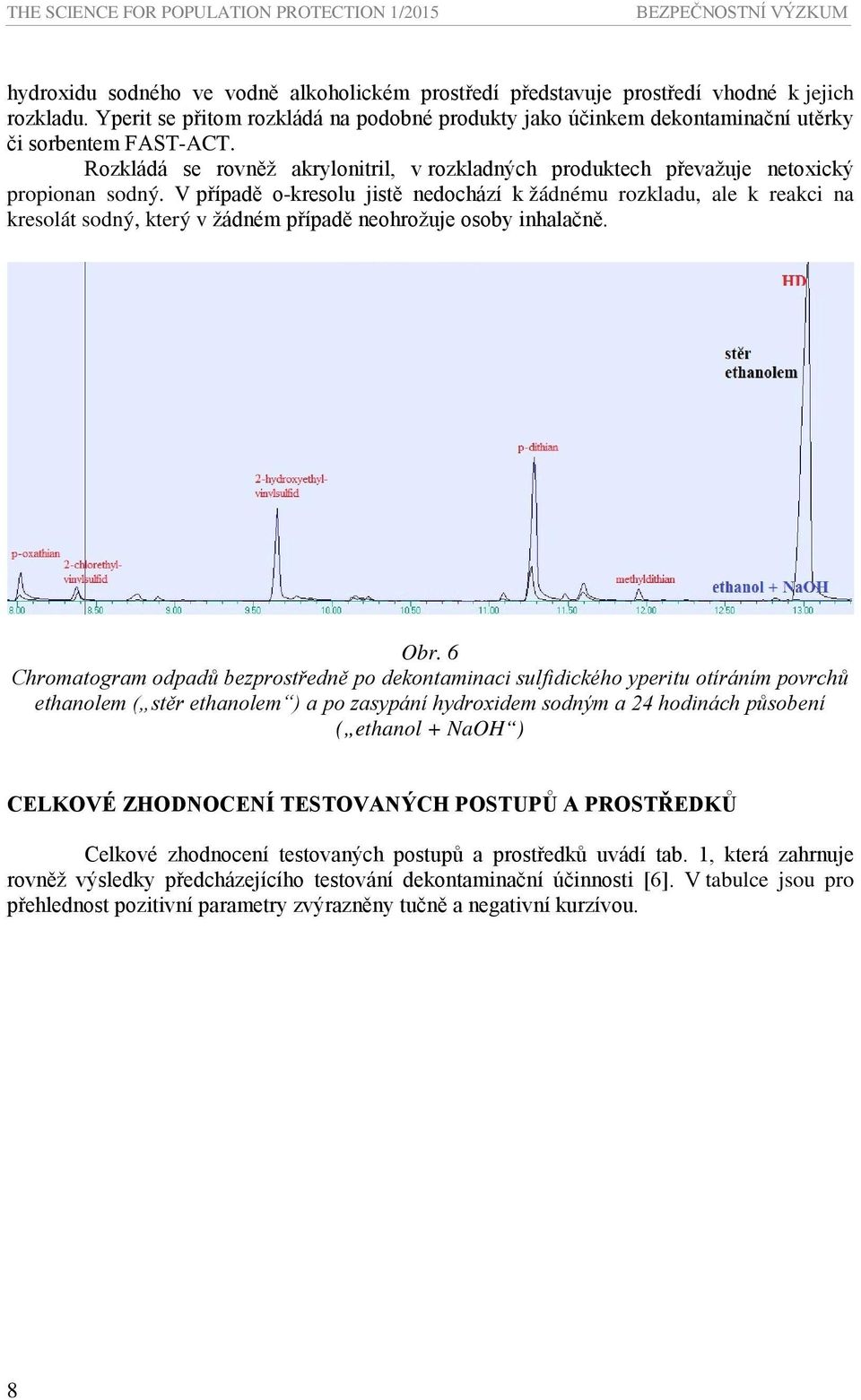 V případě o-kresolu jistě nedochází k žádnému rozkladu, ale k reakci na kresolát sodný, který v žádném případě neohrožuje osoby inhalačně. Obr.