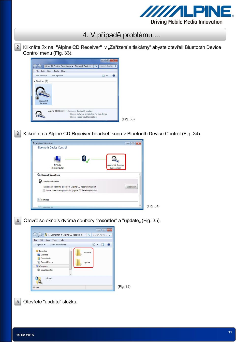 Bluetooth Device Control menu (Fig.