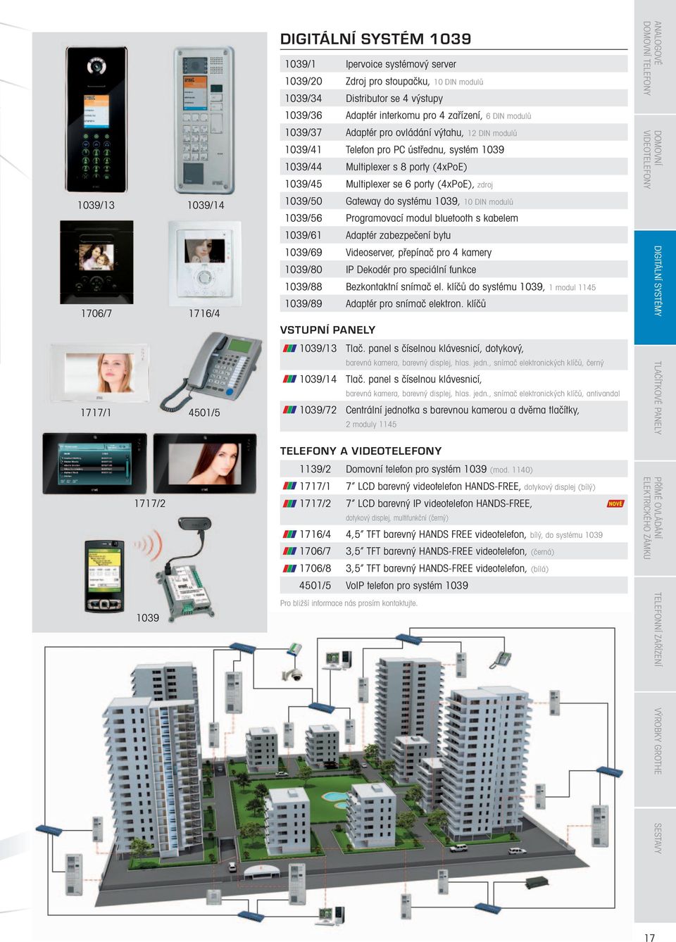 1039/50 Gateway do systému 1039, 10 DIN modulů 1039/56 Programovací modul bluetooth s kabelem 1039/61 Adaptér zabezpečení bytu 1706/7 1717/1 1717/ 1716/4 4501/5 1039/69 Videoserver, přepínač pro 4