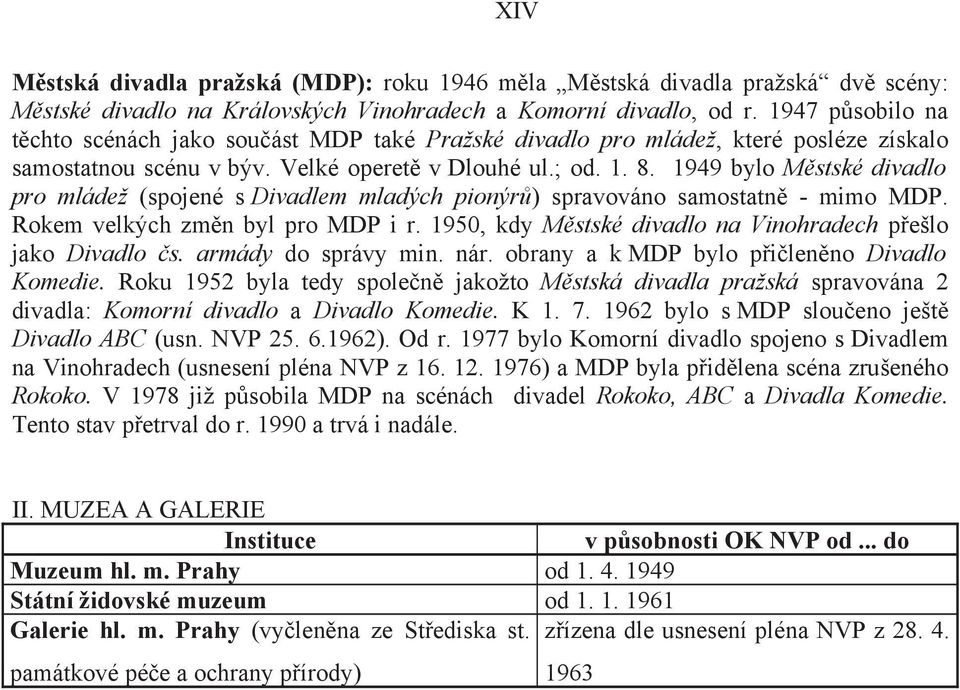 1949 bylo M stské divadlo pro mládež (spojené s Divadlem mladých pionýr ) spravováno samostatn - mimo MDP. Rokem velkých zm n byl pro MDP i r.