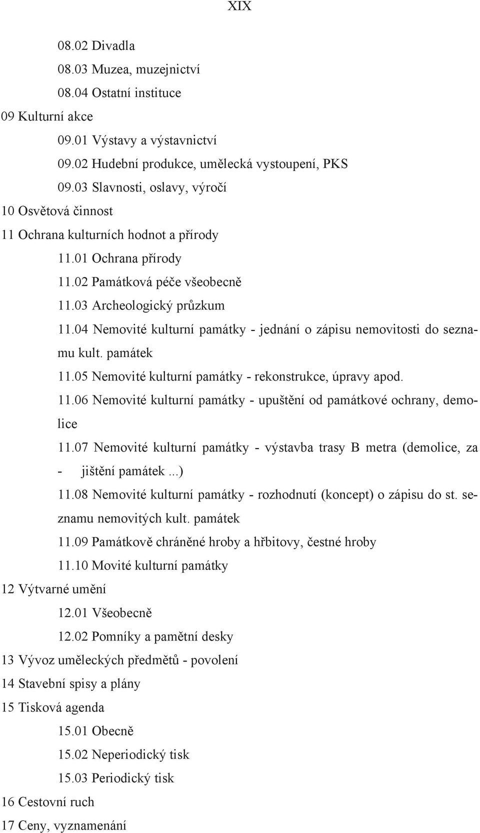 04 Nemovité kulturní seznamu kult. 11.05 Nemovité kulturní 11.06 Nemovité kulturní památky - upušt ní od památkové ochrany, demolice 11.