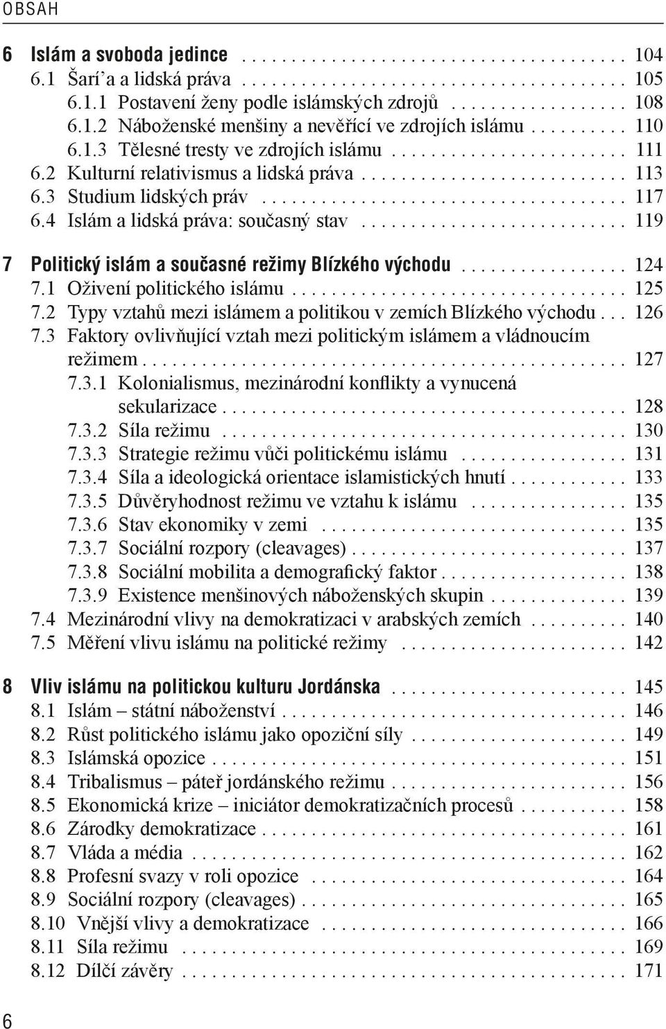 3 Studium lidských práv..................................... 117 6.4 Islám a lidská práva: současný stav........................... 119 7 Politický islám a současné režimy Blízkého východu................. 124 7.