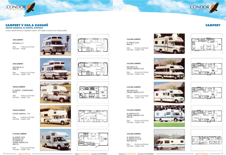 camperů v USA najdete na stranách 5 až 7 ceníkové