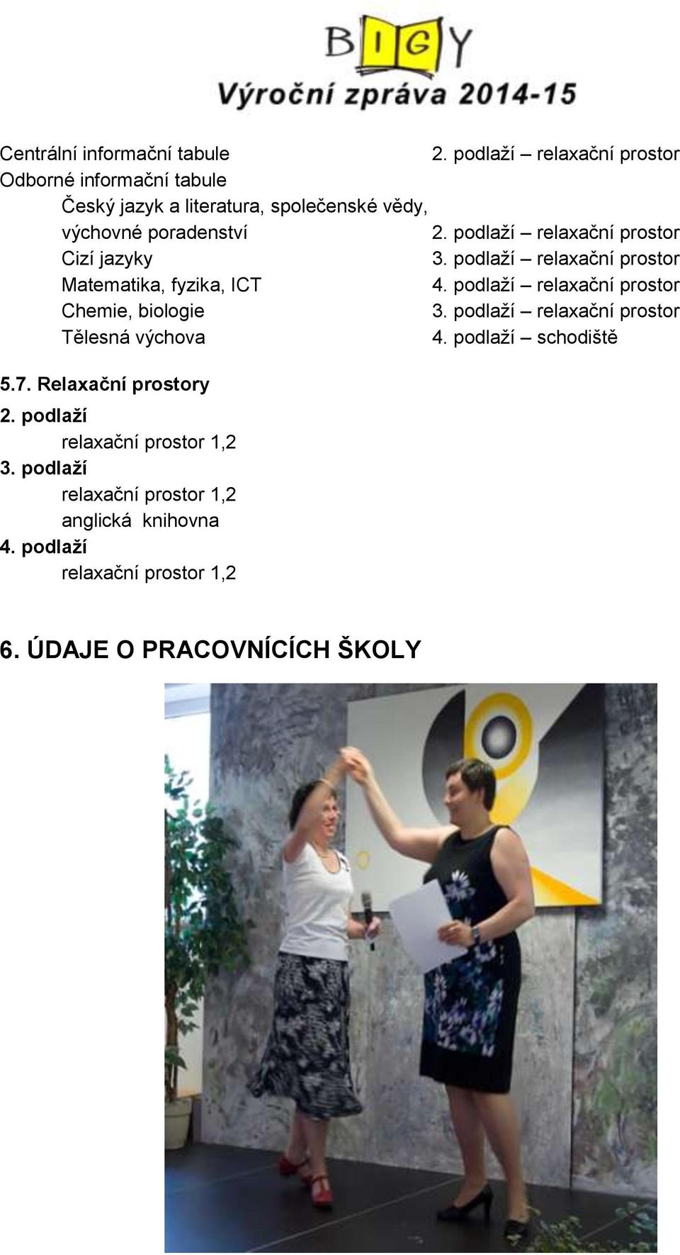 podlaží relaxační prostor Cizí jazyky 3. podlaží relaxační prostor Matematika, fyzika, ICT 4.