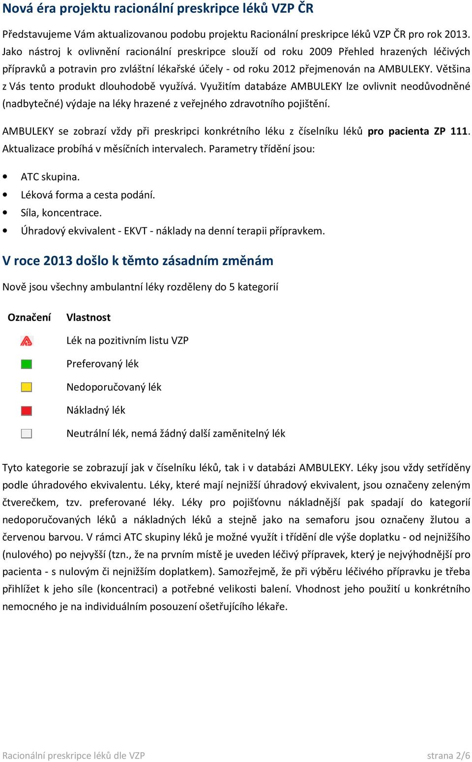 Většina z Vás tento produkt dlouhodobě využívá. Využitím databáze AMBULEKY lze ovlivnit neodůvodněné (nadbytečné) výdaje na léky hrazené z veřejného zdravotního pojištění.