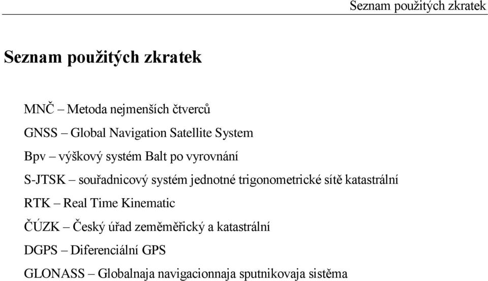 jednotné trigonometrické sítě katastrální RTK Real Time Kinematic ČÚZK Český úřad