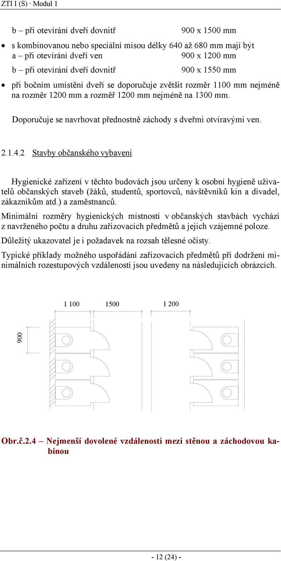 Doporučuje se navrhovat přednostně záchody s dveřmi otvíravými ven. 2.1.4.