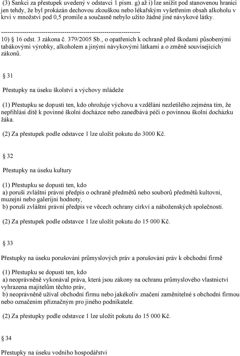 návykové látky. 10) 16 odst. 3 zákona č. 379/2005 Sb., o opatřeních k ochraně před škodami působenými tabákovými výrobky, alkoholem a jinými návykovými látkami a o změně souvisejících zákonů.