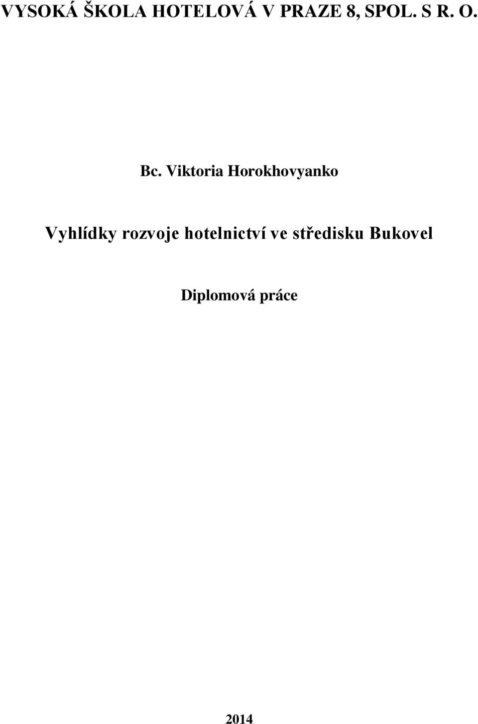 Viktoria Horokhovyanko Vyhlídky