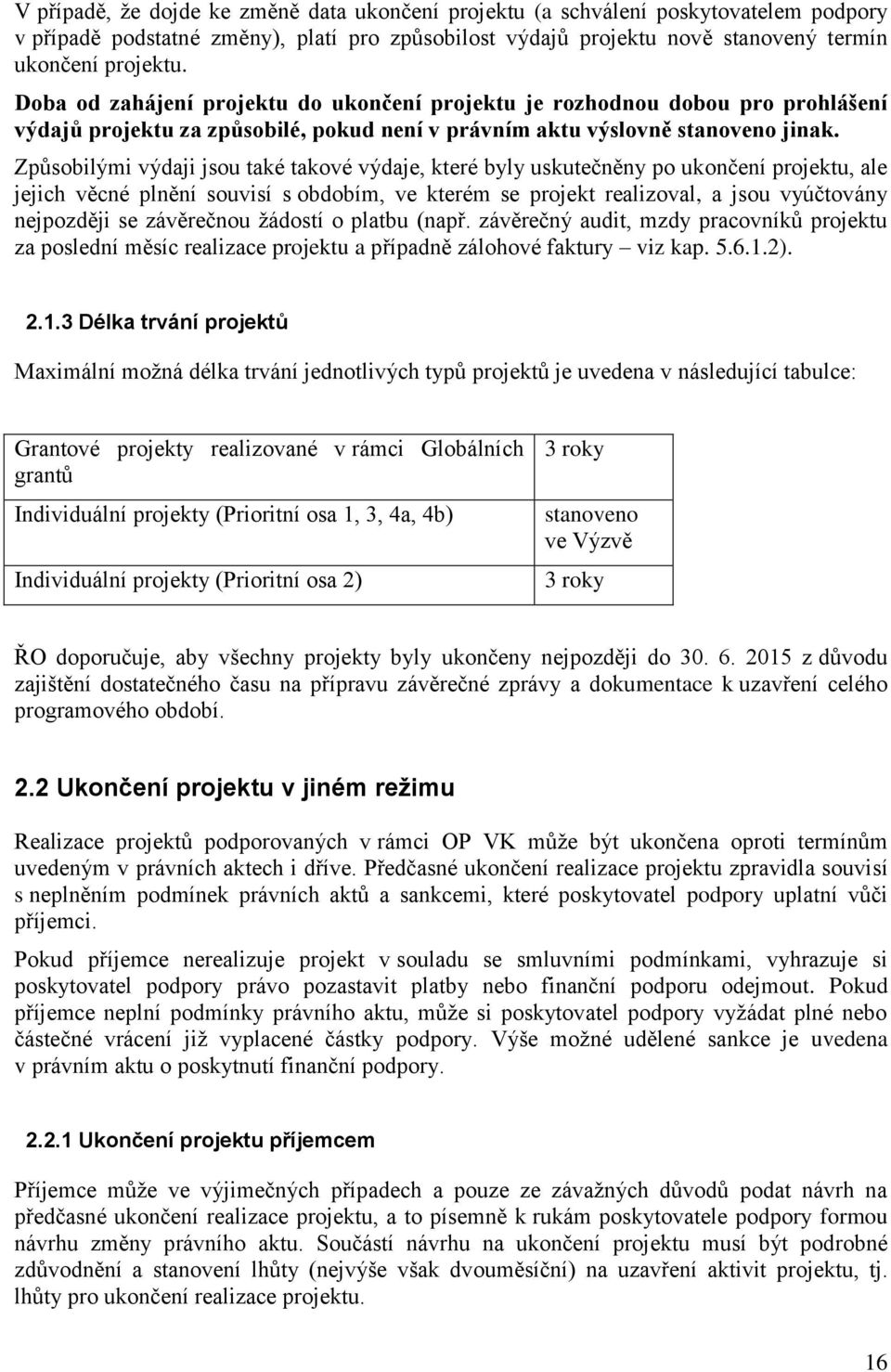 Způsobilými výdaji jsou také takové výdaje, které byly uskutečněny po ukončení projektu, ale jejich věcné plnění souvisí s obdobím, ve kterém se projekt realizoval, a jsou vyúčtovány nejpozději se