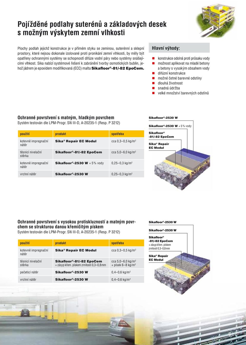Sika nabízí systémové řešení k zabránění tvorby osmotických bublin, jehož jádrem je epoxidem modifikovaná (ECC) malta Sikafloor -81/-82 EpoCem.