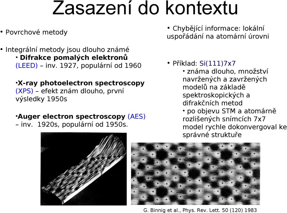 1927, populární od 1960 X-ray photoelectron spectroscopy (XPS) efekt znám dlouho, první výsledky 1950s Auger electron spectroscopy (AES) inv.