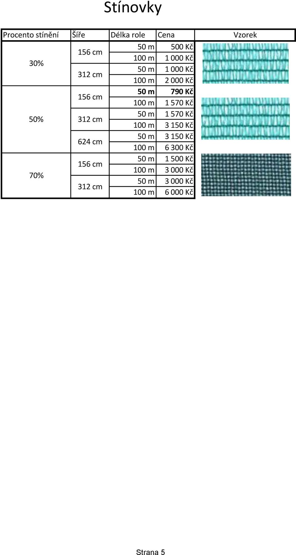 m 50 m 790 Kč 1 570 Kč 3 150 Kč 100 m 100 m 100 m 1 570 Kč 3 150 Kč 6 300 Kč 70%