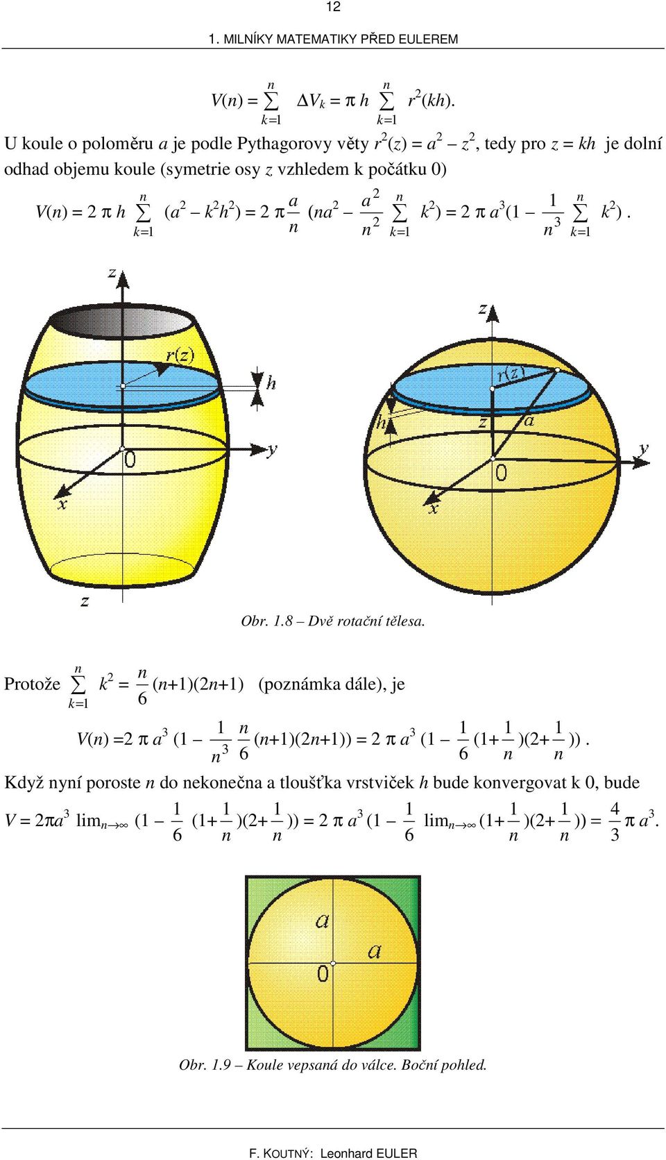 V() = π h = (a h ) = π a (a a = ) = π a ( = ). Ob..8 Dvě otačí tělesa.