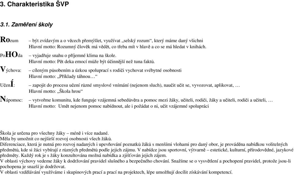 hledat v knihách. vyjadřuje snahu o příjemné klima na škole. Hlavní motto: Pět deka emocí může být účinnější než tuna faktů.