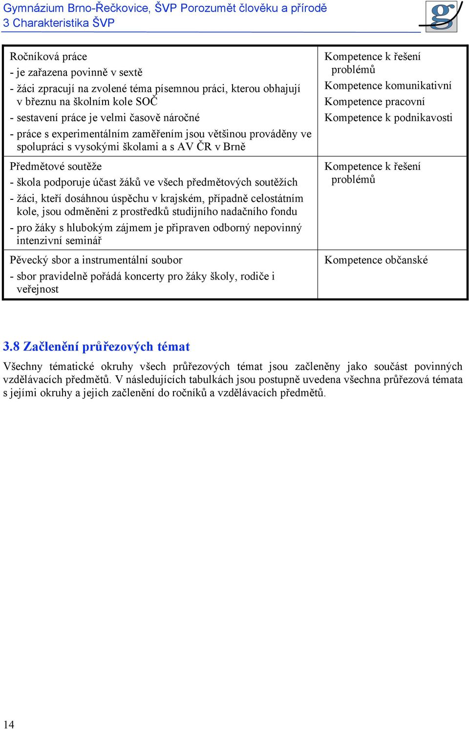 žáci, kteří dosáhnou úspěchu v krajském, případně celostátním kole, jsou odměněni z prostředků studijního nadačního fondu - pro žáky s hlubokým zájmem je připraven odborný nepovinný intenzivní