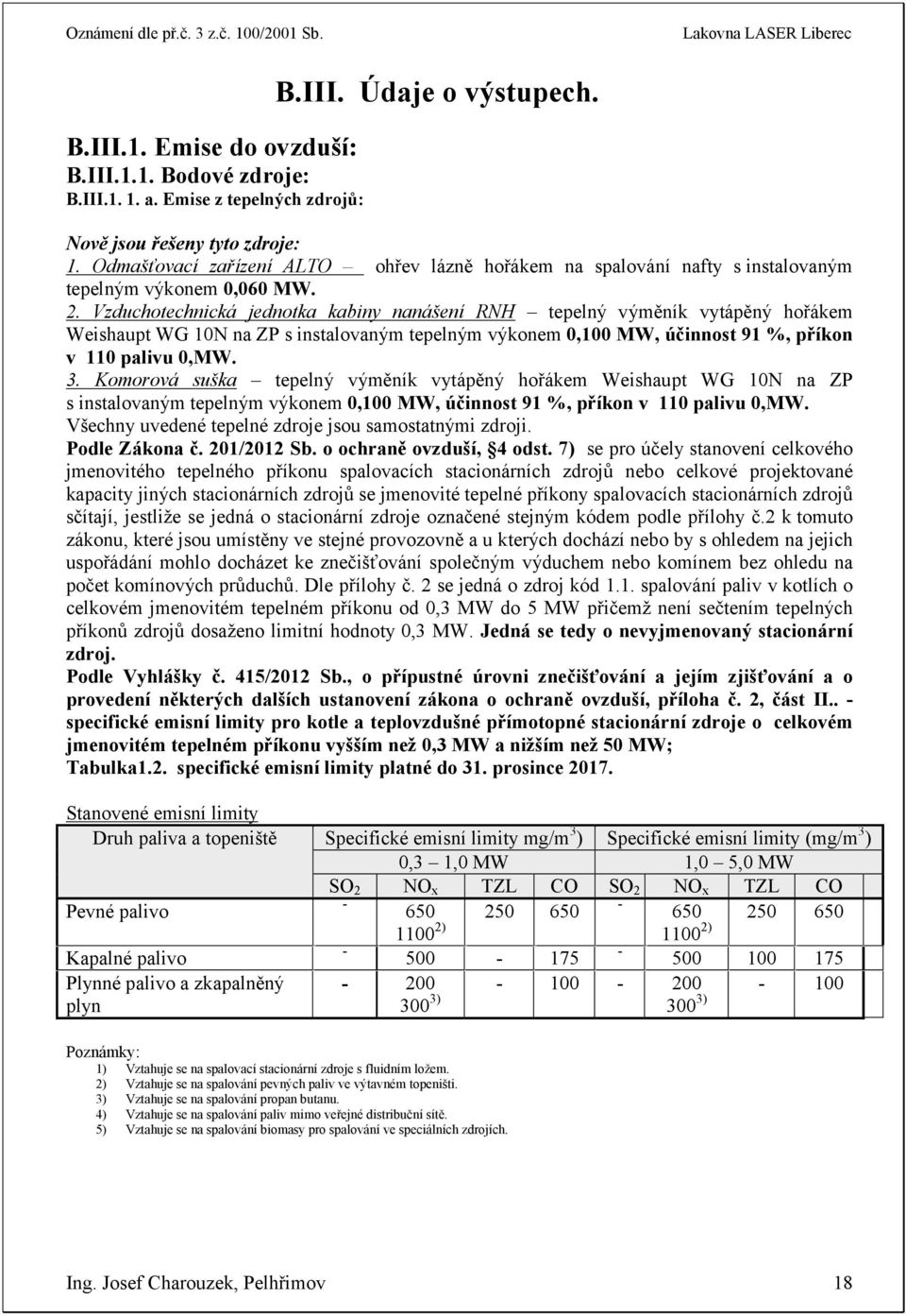 Vzduchotechnická jednotka kabiny nanášení RNH tepelný výměník vytápěný hořákem Weishaupt WG 1N na ZP s instalovaným tepelným výkonem,1 MW, účinnost 91 %, příkon v 11 palivu,mw. 3.