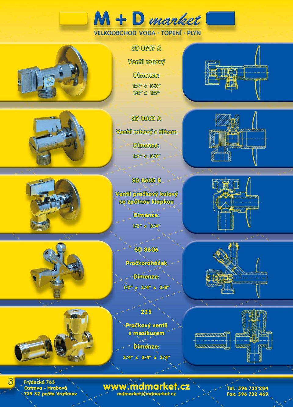 zpětnou klapkou 1/2 x 3/4 SD 8606 Pračkoroháček 1/2 x 3/4 x