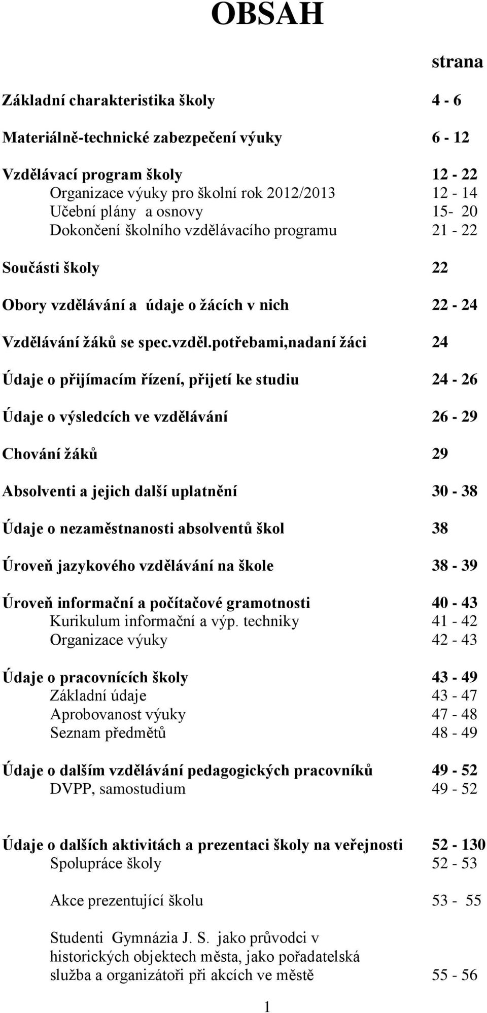 vacího programu 21 22 Součásti školy 22 Obory vzdělá