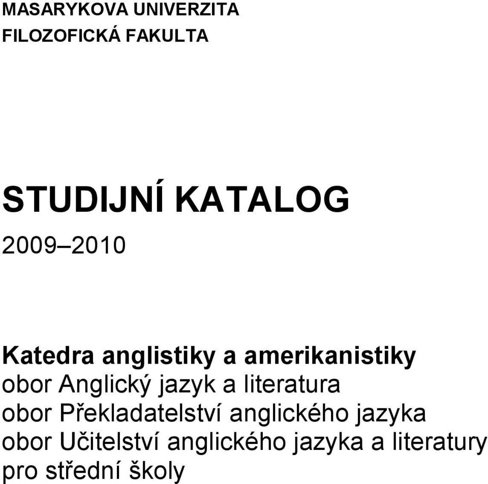 jazyk a literatura obor Překladatelství anglického jazyka