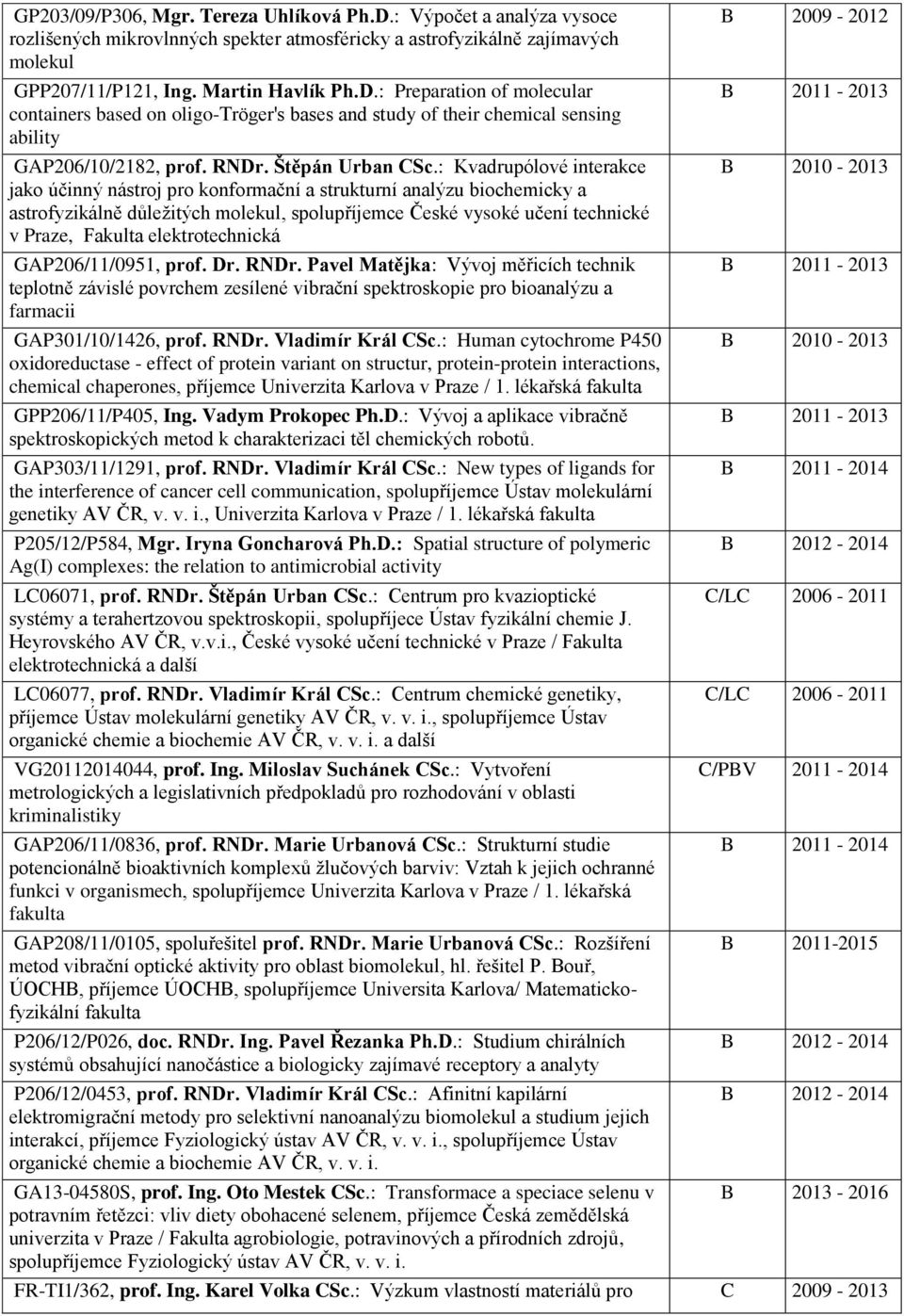 : Kvadrupólové interakce jako účinný nástroj pro konformační a strukturní analýzu biochemicky a astrofyzikálně důležitých molekul, spolupříjemce České vysoké učení technické v Praze, Fakulta