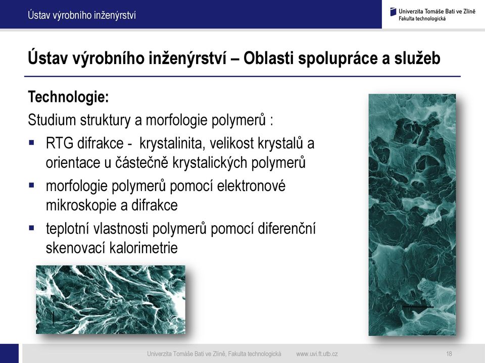 pomocí elektronové mikroskopie a difrakce teplotní vlastnosti polymerů pomocí diferenční