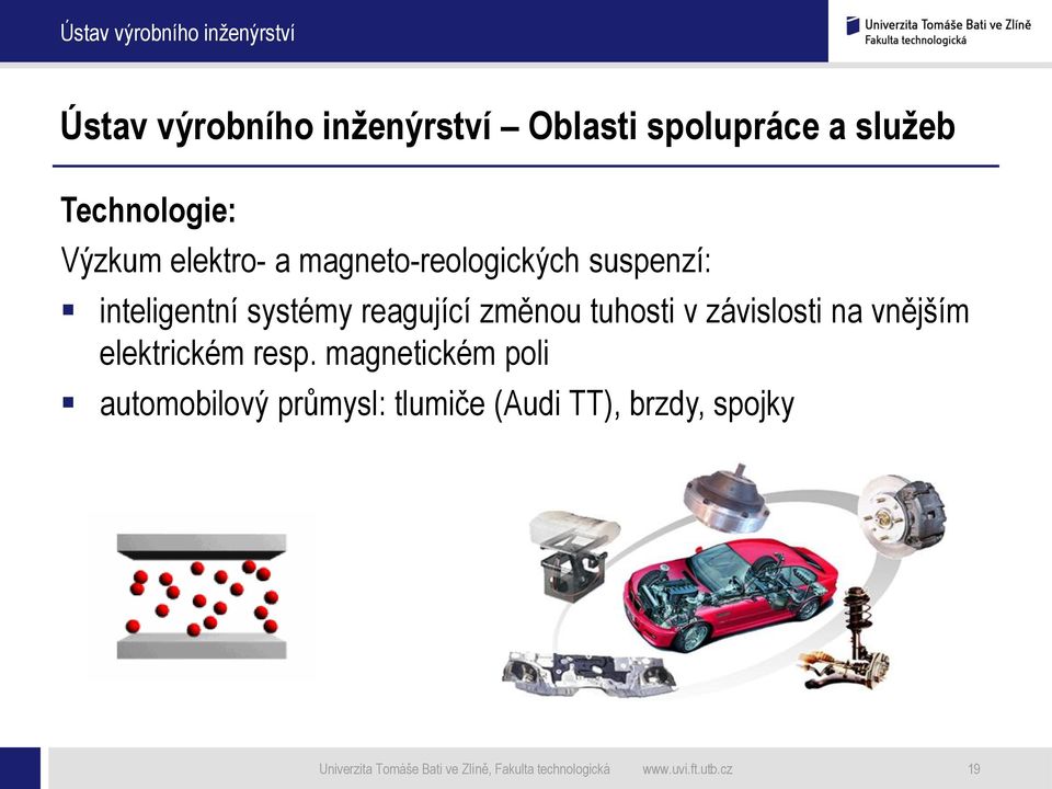 magnetickém poli automobilový průmysl: tlumiče (Audi TT), brzdy, spojky