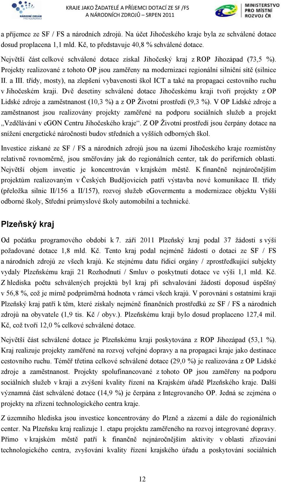 třídy, mosty), na zlepšení vybavenosti škol ICT a také na propagaci cestovního ruchu v Jihočeském kraji.