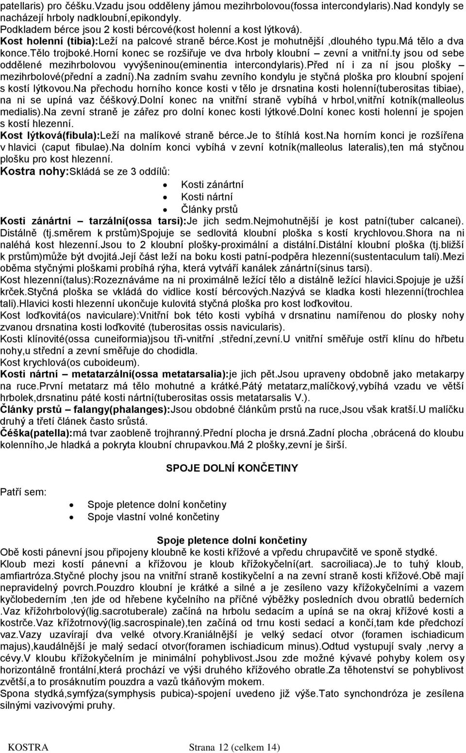 horní konec se rozšiřuje ve dva hrboly kloubní zevní a vnitřní.ty jsou od sebe oddělené mezihrbolovou vyvýšeninou(eminentia intercondylaris).před ní i za ní jsou plošky mezihrbolové(přední a zadní).