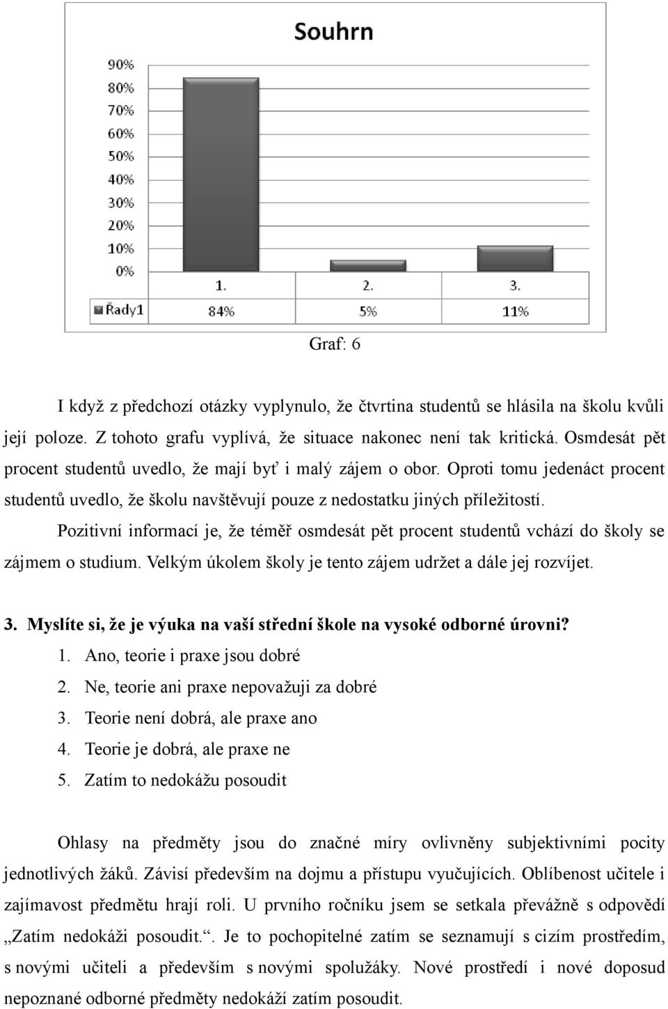 Pozitivní informací je, že téměř osmdesát pět procent studentů vchází do školy se zájmem o studium. Velkým úkolem školy je tento zájem udržet a dále jej rozvíjet. 3.