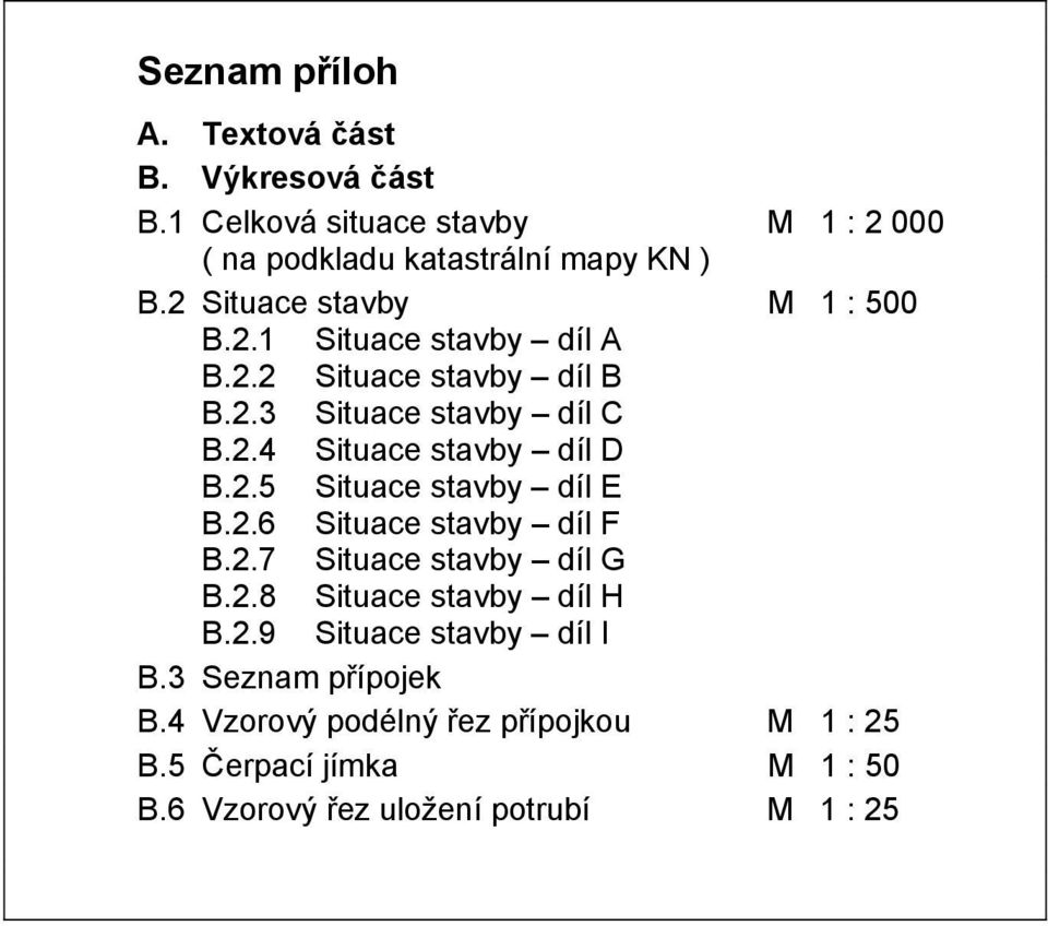 2.5 Situace stavby díl E.2.6 Situace stavby díl F.2.7 Situace stavby díl G.2.8 Situace stavby díl H.2.9 Situace stavby díl I.