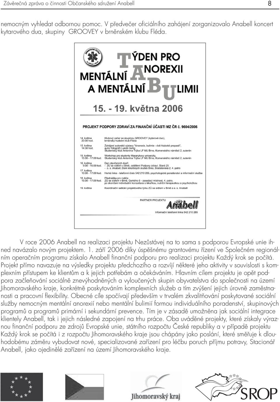 V roce 2006 Anabell na realizaci projektu Nezůstávej na to sama s podporou Evropské unie ihned navázalo novým projektem. 1.