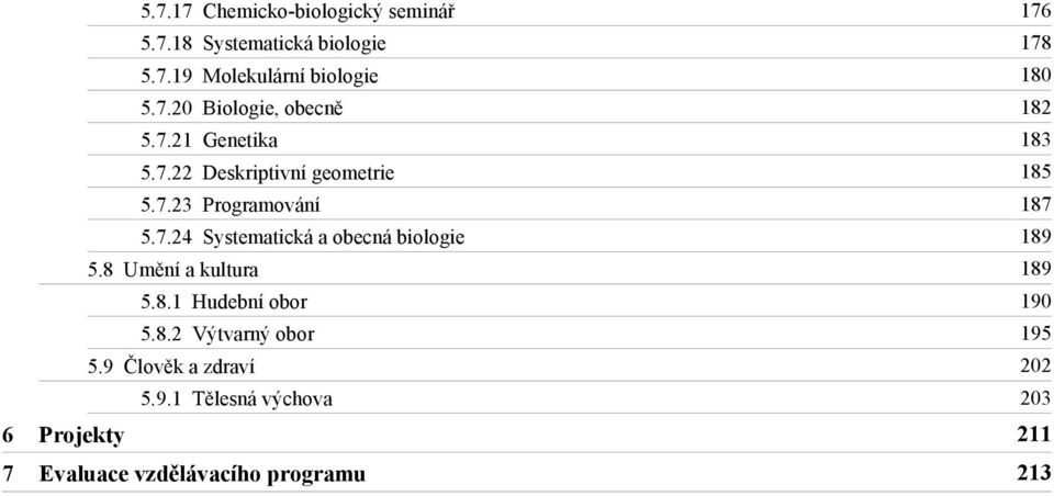 7.24 Systematická a obecná biologie 189 5.8 Umění a kultura 189 5.8.1 Hudební obor 190 5.8.2 Výtvarný obor 195 5.